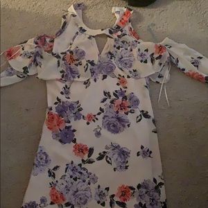 floral patterned off the shoulder dress